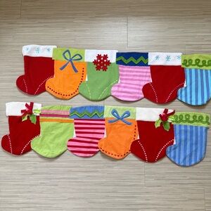 Colorful Christmas Stockings Table Runners, Valences or Wall Hangings